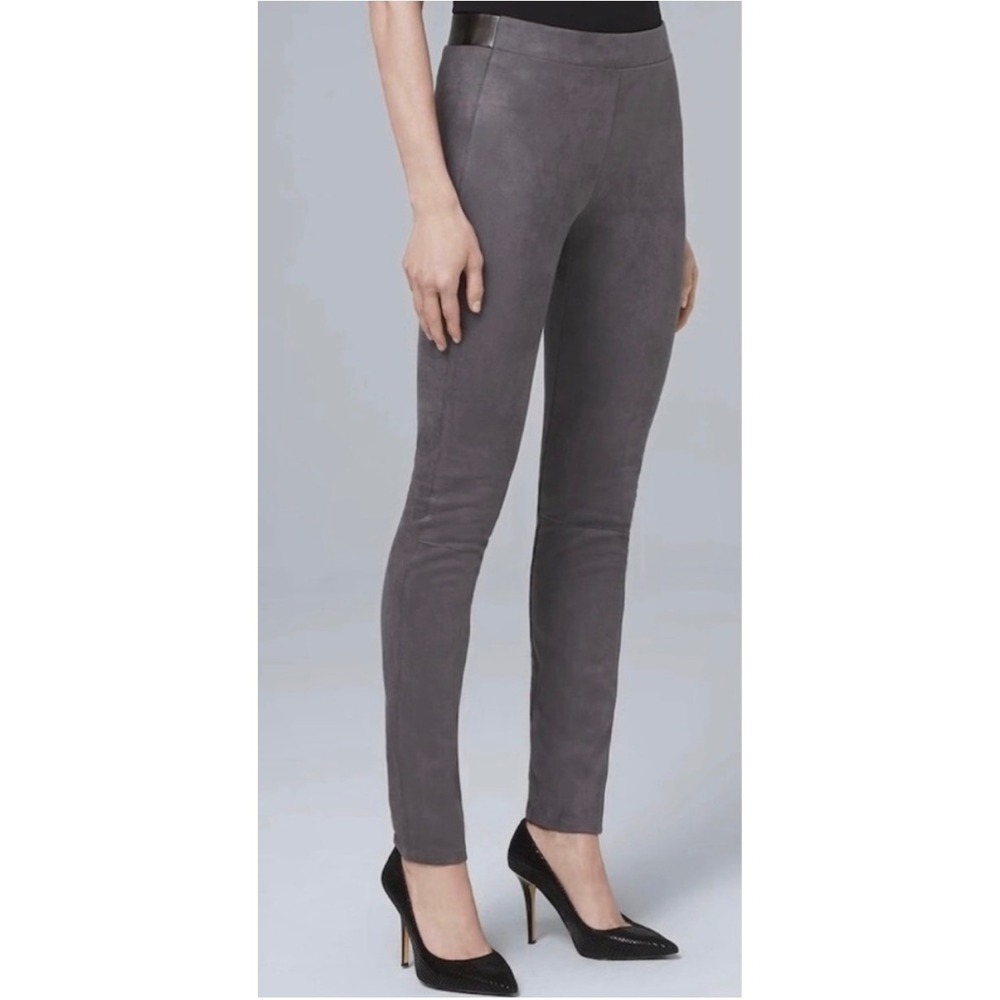 White House Black Market Faux Suede Leggings Dusk Gray 570243107 Size 6